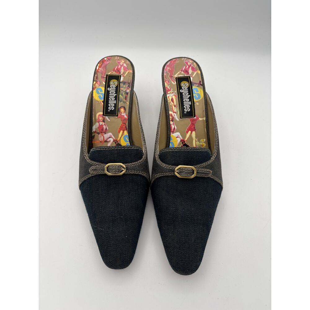 Women’s Seychelles Size 8 Denim Kitten Heels w/ Buckle Detail
